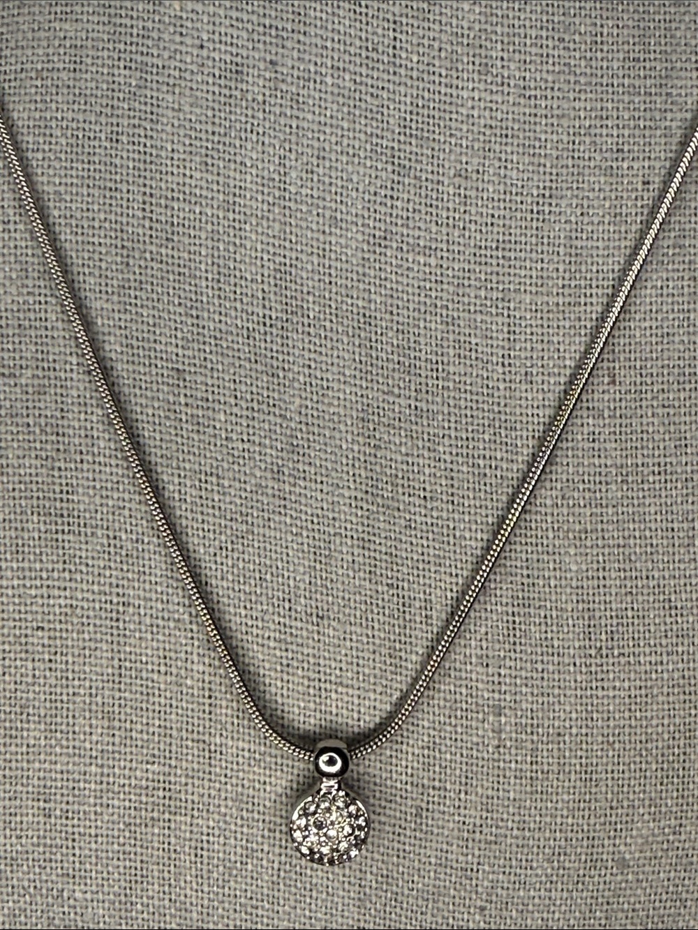 Christian Dior Rhinestone Silver Tone Round Pendant Snake Chain Necklace - Picture 2 of 5